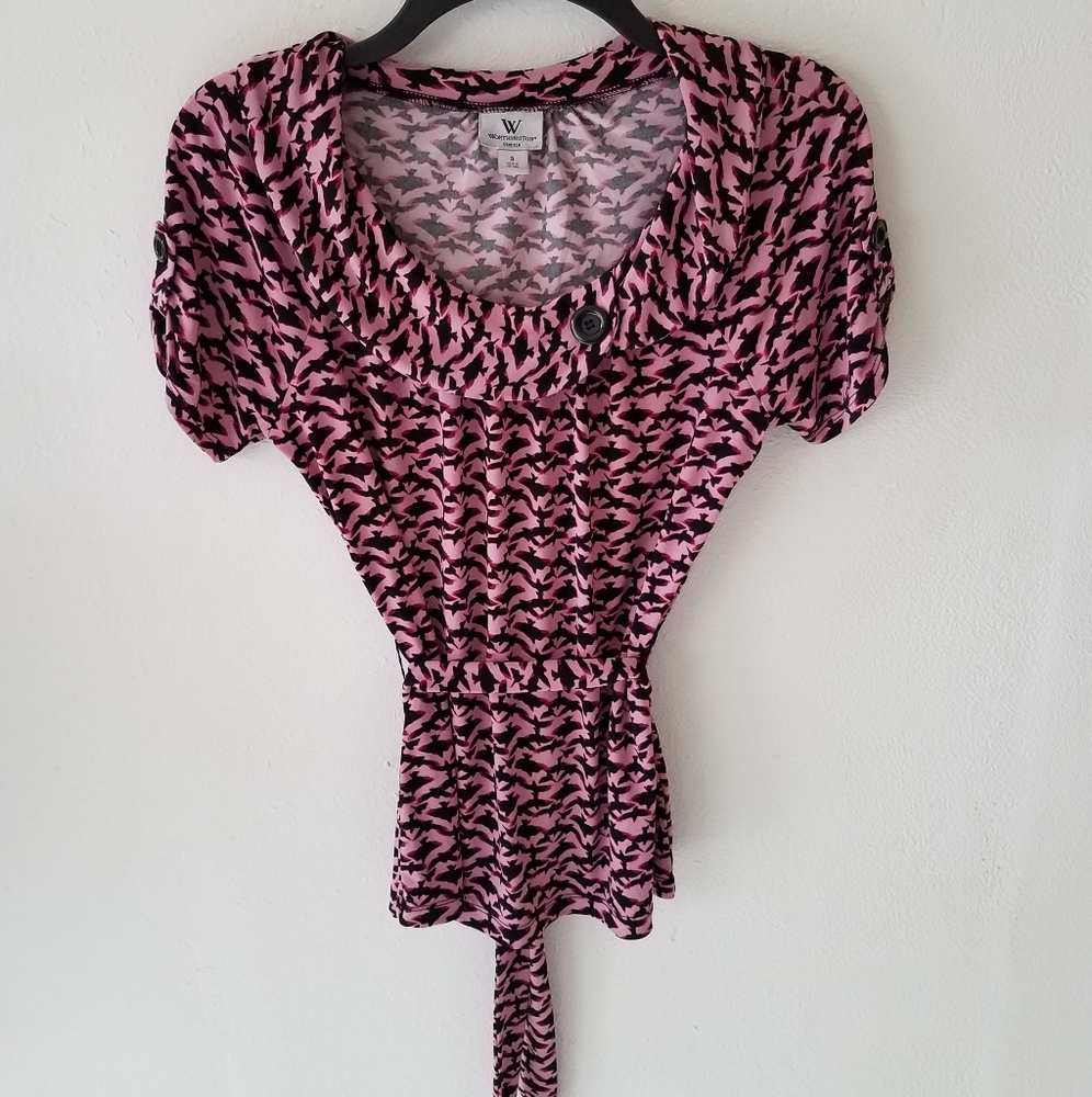 Worthington Stretch Pink & Black Blouse